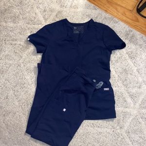 Navy blue XXS petite pants and XS top